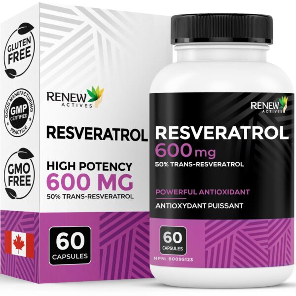 Frente del envase Renew Actives Resveratrol 600 mg
