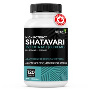Version 1.0.0 Frasco cápsulas Shatavari adaptógeno Renew Actives 120 unidades