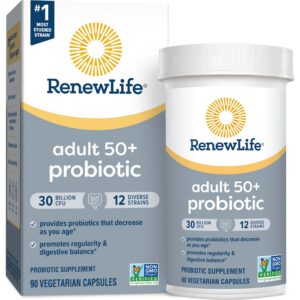 Renew Life probiótico adulto 50 plus 30 mil millones CFU 90 cápsulas