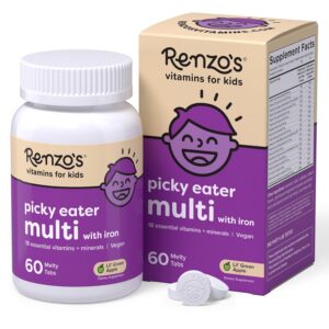 Frente del envase Renzo's multivitamina para niños sabor manzana verde