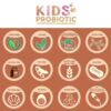 Cápsulas probióticas para niños en envase