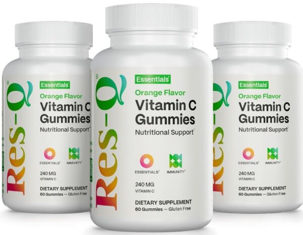 Res-Q gomitas vitamina C sabor naranja en empaque 3-pack