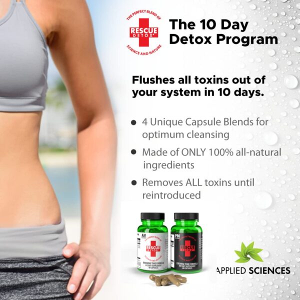 Detalle cápsulas Rescue Detox para desintoxicación y limpieza