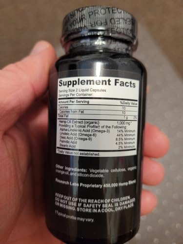 Lista de ingredientes en la etiqueta de Hemp Cápsulas