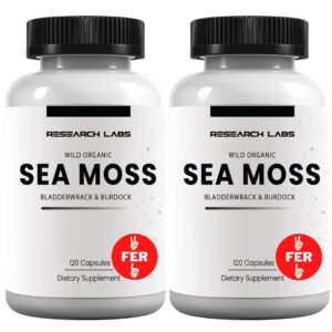 Frente del frasco Research Labs Irish Sea Moss cápsulas