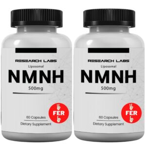 Botella NMNH liposomal frente con etiqueta