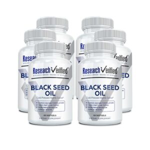 Frontal de la etiqueta Research Verified Black Seed Oil