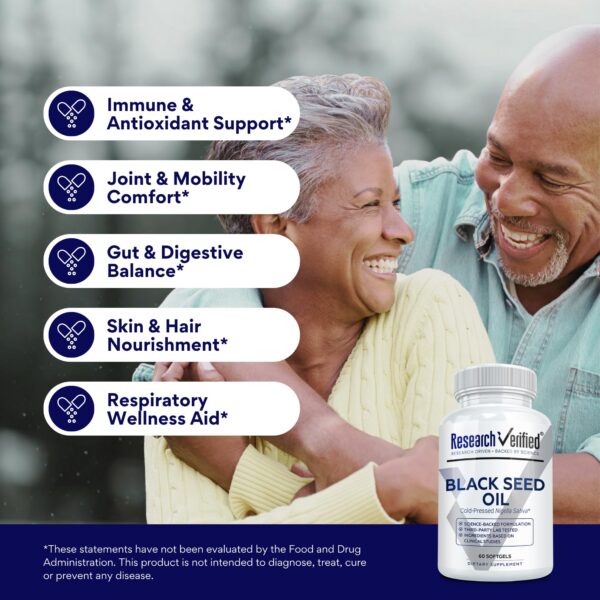 Detalle de la etiqueta de Research Verified Black Seed Oil