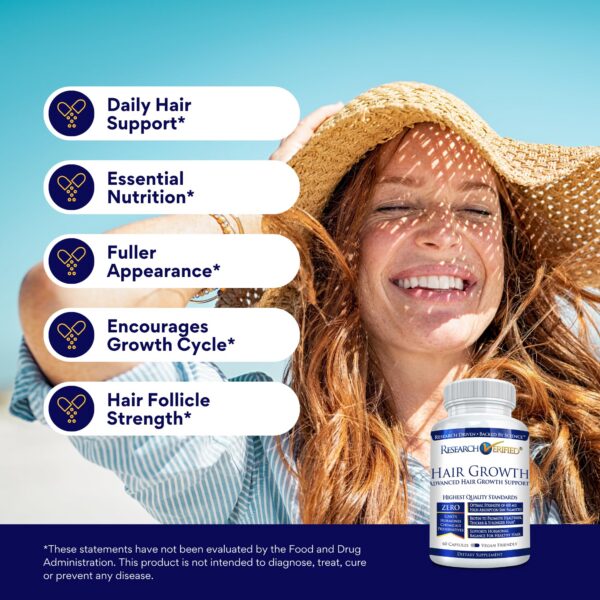 Etiqueta lateral de Research Verified Hair Growth Support