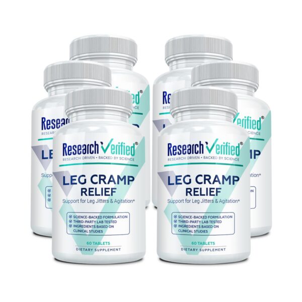 Frasco Research Verified Leg Cramps con etiqueta frontal
