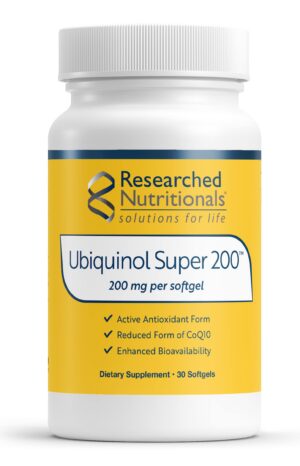 Researched Nutritionals ubiquinol 200 mg frasco frontal