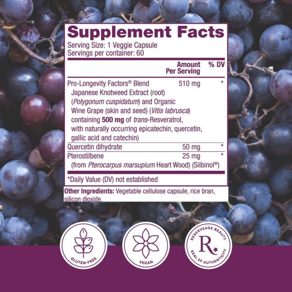 Etiqueta de cápsulas Reserveage 60 cápsulas