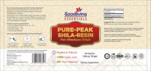 Resina pura Shilajit Himalaya Goodliving Essentials con vaso y cuchara