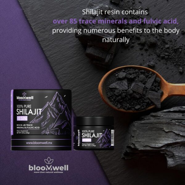Resina Shilajit Bloomwell para vitalidad y concentración natural