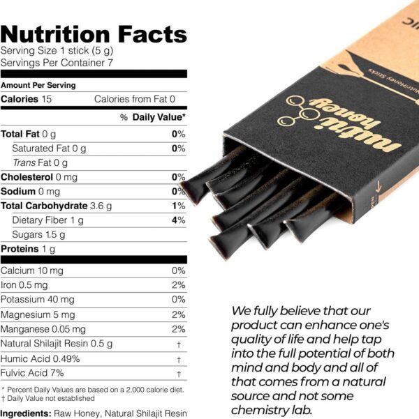 Resina Shilajit con miel cruda en barras naturales para vitalidad