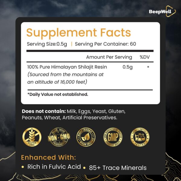 Resina shilajit orgánica con cuchara dorada