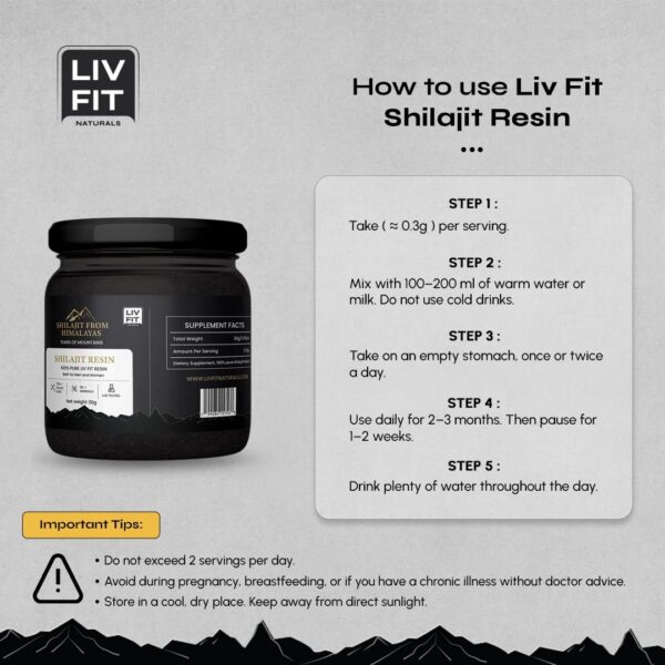 Version 1.0.0 Resina Shilajit pura con cuchara dosificadora incluida Liv Fit