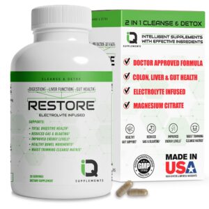 Restore suplemento detox colon 2 en 1 con psyllium 60 cápsulas