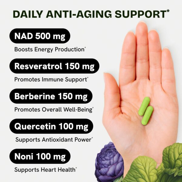 Frasco con cápsulas de NAD liposomal