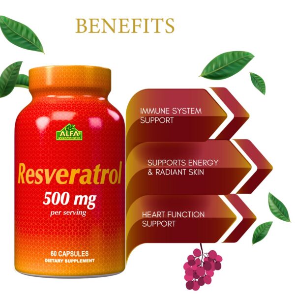 Frasco de Resveratrol ALFA VITAMINS de perfil