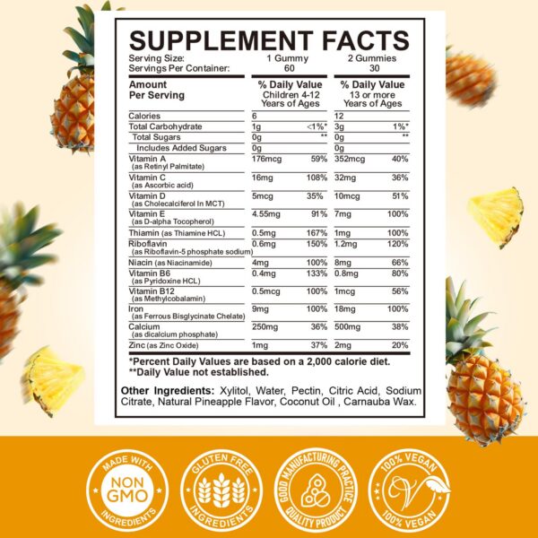 Gomitas hierro niños sabor piña