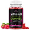 Gomitas de vitamina B para mujeres y hombres frambuesa frente al envase