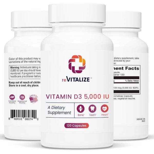 REVITALIZE vitamina d3 frasco 120 cápsulas