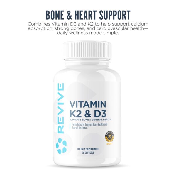 Frasco Revive MD D3 y K2 etiqueta trasera