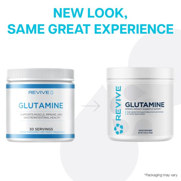 Etiqueta frontal del bote L-Glutamina