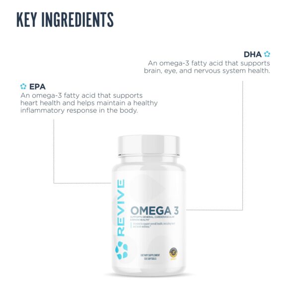 REVIVE MD Omega-3 etiqueta porciones