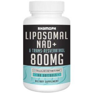 Version 1.0.0 Rhamoph liposomal NAD+ frasco y etiqueta