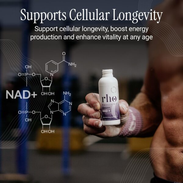 Rho Nutrition NAD+ Liposomal paquete frontal suplemento energético