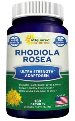 Version 1.0.0 Botella de suplemento Rhodiola Rosea 1000mg 180 cápsulas veganas