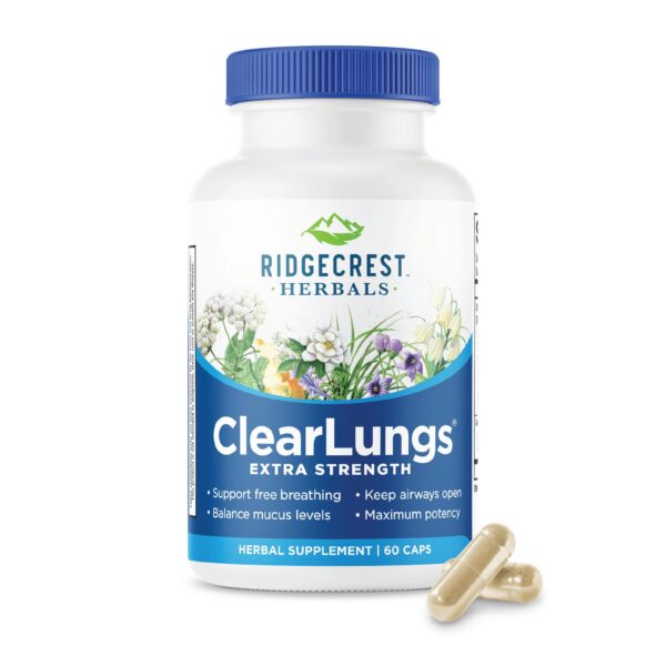 RidgeCrest Herbals ClearLungs bote suplemento pulmonar 60 cápsulas
