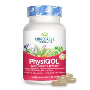 Frasco suplemento Ridgecrest Herbals PhysiQOL 60 cápsulas veganas