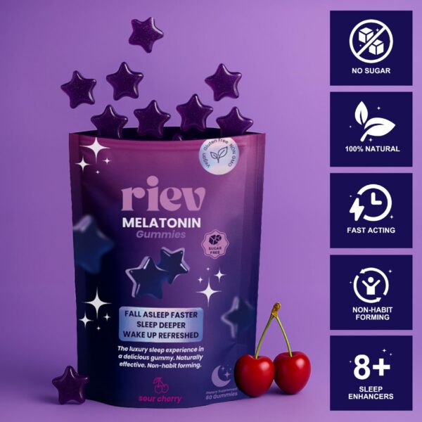 Riev paquete gomitas melatonina 60 unidades color rojo oscuro