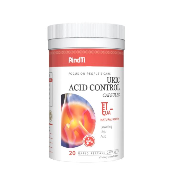 Version 1.0.0 Botella de cápsulas para limpieza de ácido úrico RindTi con extracto de apio y cúrcuma