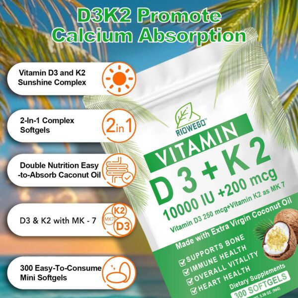 Cápsulas blandas D3 K2 en frasco