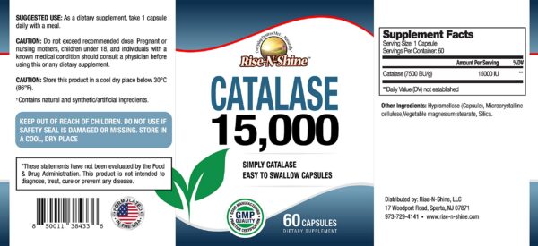 Version 1.0.0 Etiqueta frontal de catalasa Rise-N-Shine
