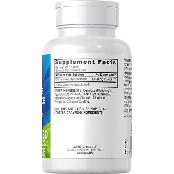 Version 1.0.0 Rite Aid Glucosamina hidrocloruro etiqueta