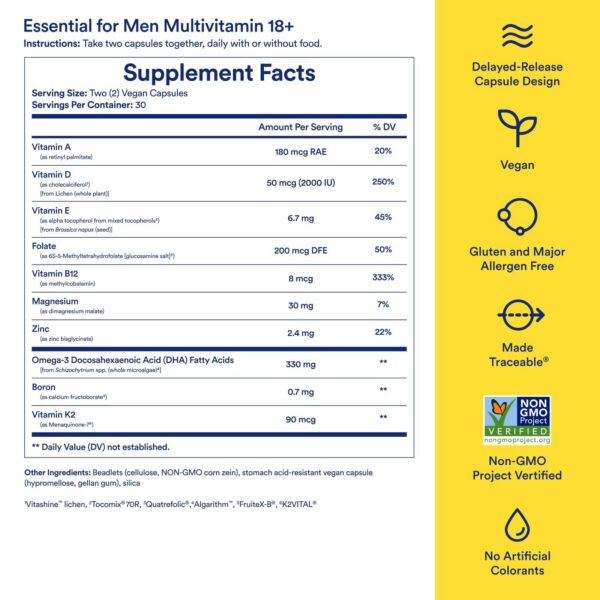 Frasco de multivitaminas para hombres