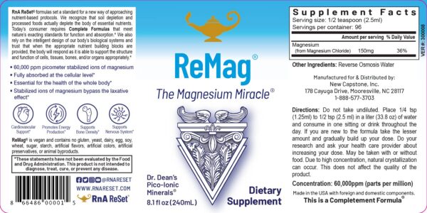 Frasco ReMag Magnesio etiqueta