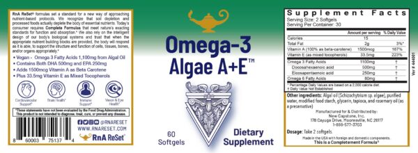 Etiqueta del producto con logotipo RN A ReSet