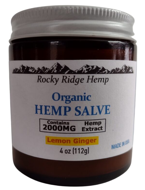 Version 1.0.0 Bálsamo orgánico Rocky Ridge Hemp 2000MG - etiqueta frontal