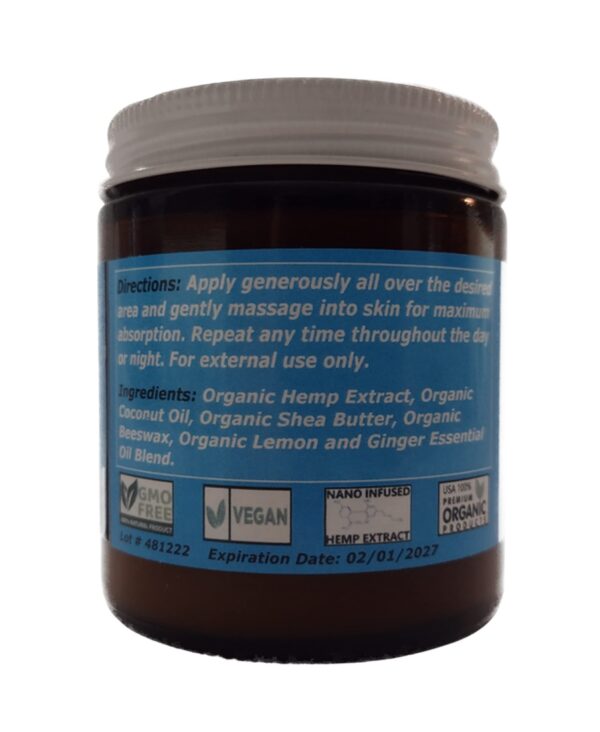 Version 1.0.0 Etiqueta frontal del bálsamo Rocky Ridge Hemp 2000MG