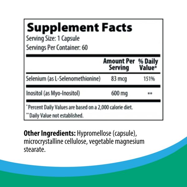 Etiqueta de Rootcology Selenium y Mio-Inositol