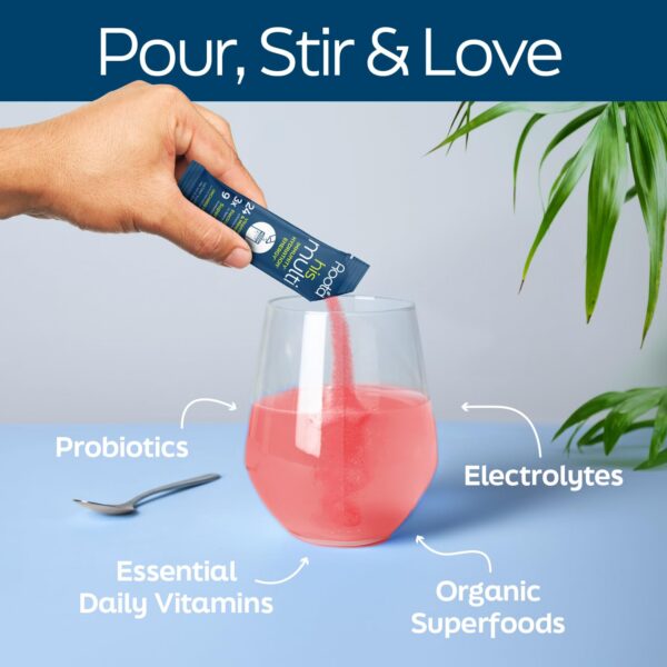 Envase mostrando polvo multivitamínico para hombre y mujer