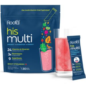 Root'd polvo multivitamínico para hombres etiqueta frontal