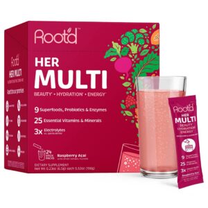 Root'd polvo multivitamínico para mujeres frasco