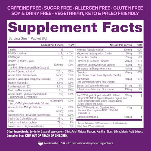 Version 1.0.0 Polvo prenatal Root'd con electrolitos y vitaminas